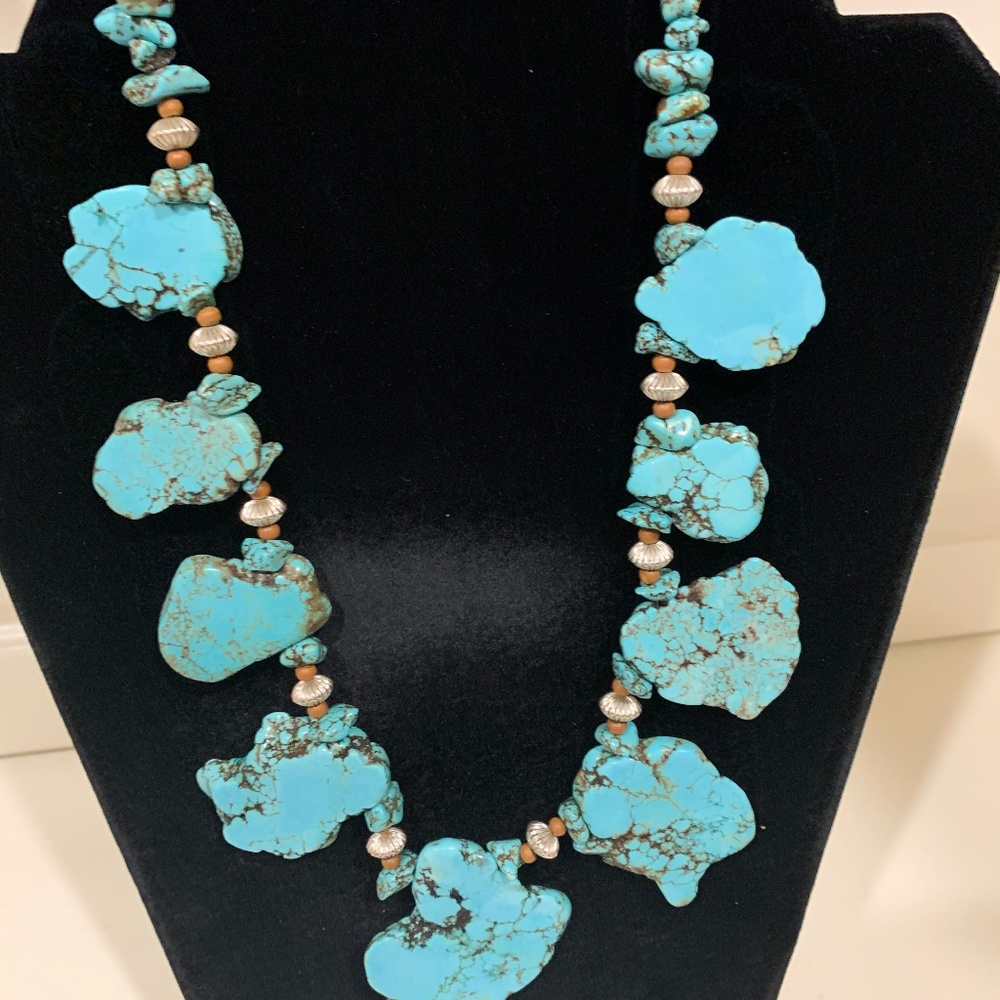 20" Statement Turquoise And Sterling Necklace - image 1